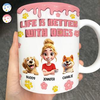 Life Is Better With Dogs 3D Effect Custom Mug - Thegiftio UK