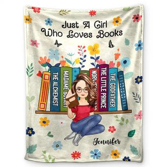 Book Flower Just A Girl Who Loves Books - Personalized Fleece Blanket, Sherpa Blanket - Thegiftio UK