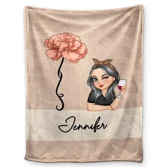 Flower Month & Name - Personalized Fleece Blanket, Sherpa Blanket - Thegiftio UK