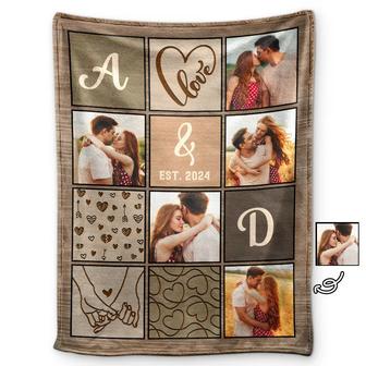 Custom Photo Couple Names Blanket - Personalized Fleece Blanket, Sherpa Blanket - Thegiftio UK