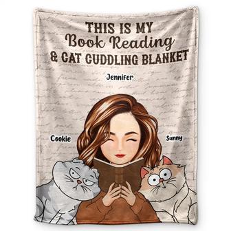My Book Reading & Cat Cuddling Blanket - Personalized Fleece Blanket, Sherpa Blanket - Thegiftio UK