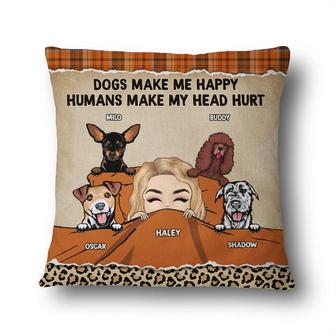 Dogs Make Me Happy Custom Pillow - Gift for Dog Lovers - Thegiftio UK