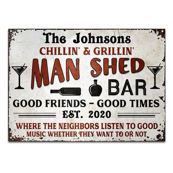 Grilling Man Shed Backyard Personalized Metal Sign - Gift - Thegiftio UK