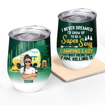 Super Sexy Camping Lady Personalized Tumbler - Camping Gift - Thegiftio UK
