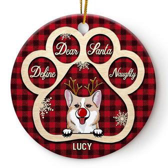 Dog Lovers Dog Paws Flannel Define Naughty Custom Ornament - Thegiftio UK