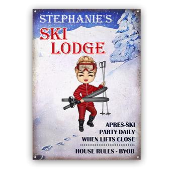 Ski Lodge Skiing Personalized Metal Sign - Gift for Skiers - Thegiftio UK