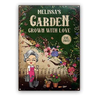 Chibi Girl Grown With Love Personalized Metal Sign - Thegiftio UK