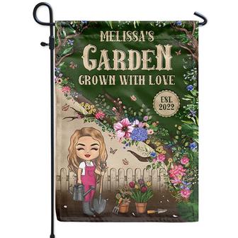 Chibi Girl Garden Grown With Love Custom Flag - Thegiftio UK