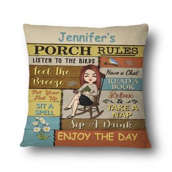 Porch Rules Read A Books Custom Pillow - Gift for Readers - Thegiftio UK