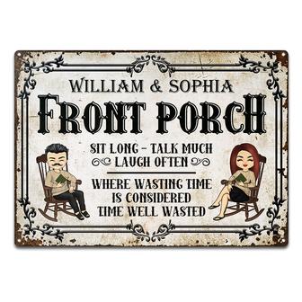 Couple Chibi Porch Time Well Wasted Custom Metal Sign - Gift - Thegiftio UK