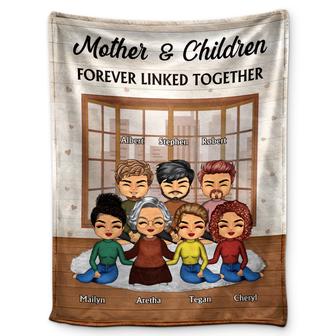 Family Mother & Children Forever Linked Together - Personalized Custom Fleece Blanket - Thegiftio UK
