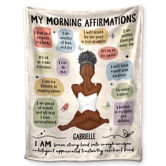 Yoga Girl Morning Affirmations - Gift For Yourself, Gift For Women - Personalized Fleece Blanket - Thegiftio UK