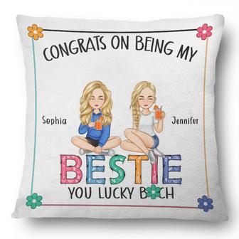 Flower Bestie Congrats On Being My Bestie Custom Pillow - Thegiftio UK