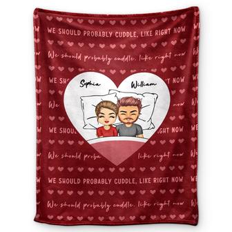 Should Probably Cuddle - Gift For Couples - Personalized Fleece Blanket - Thegiftio UK