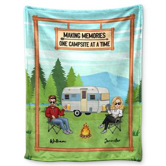 Making Memories One Campsite - Camping Gift For Couples - Personalized Fleece Blanket - Thegiftio UK