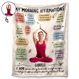 Custom Photo Morning Affirmations - Gift For Yourself - Personalized Fleece Blanket - Thegiftio UK