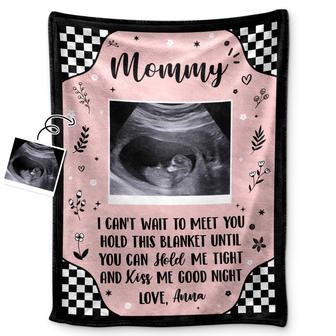 Custom Photo Baby Ultrasound Until You Can Hold Me - Gift For Mother & Father - Personalized Fleece Blanket, Sherpa Blanket - Thegiftio UK