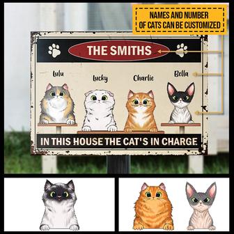 The Cat's In Charge Custom Metal Sign - Gift for Cat Lovers - Thegiftio UK