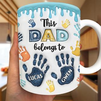 This Dad Grandpa Belongs To Handprints Icon Custom Mug - Thegiftio UK