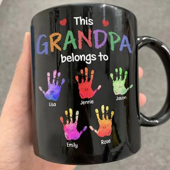 This Grandpa Belongs To Hand Prints Doodle Custom Mug - Gift - Thegiftio UK