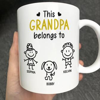 This Grandpa Belongs To Kid Stick Figures Custom Mug - Gift - Thegiftio UK