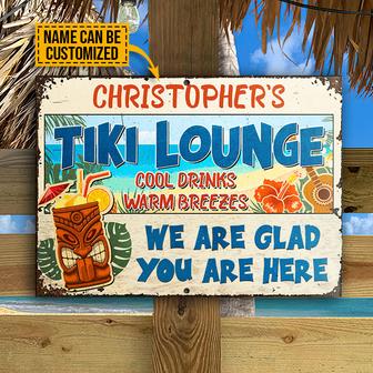 TiKi Lounge Cool Drinks Warm Breezes Custom Metal Sign - Thegiftio UK