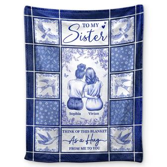 Toile De Jouy A Hug From Me - Personalized Fleece Blanket, Sherpa Blanket - Thegiftio UK