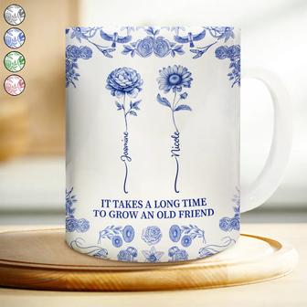 Toile De Jouy Birth Flower Custom Mug - Gift for Bestie - Thegiftio UK