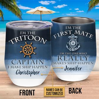 TriToon I'm The Captain Custom Wine Tumbler - Couple Gift - Thegiftio UK