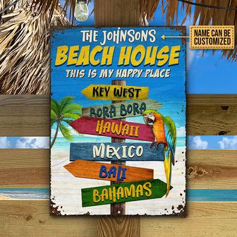 Beach Is My Happy Place Custom Metal Sign - Beach Gift - Thegiftio UK