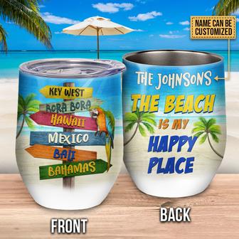 Tropical Beach Direction Road Sign Custom Wine Tumbler - Thegiftio UK