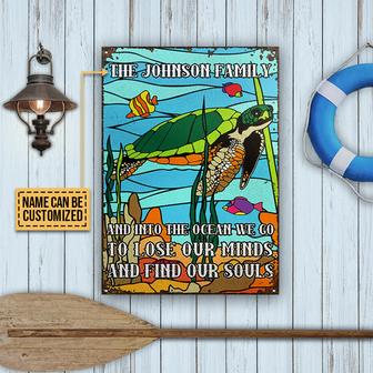 Turtle Stained Glass Custom Metal Sign - Beach Lovers Gift - Thegiftio UK