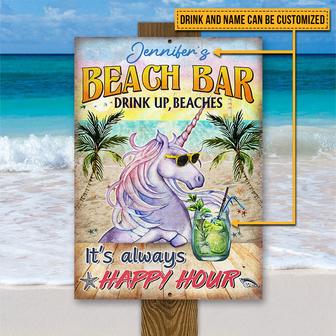Unicorn Beach Drink Up Custom Metal Sign - Gift for Friends - Thegiftio UK