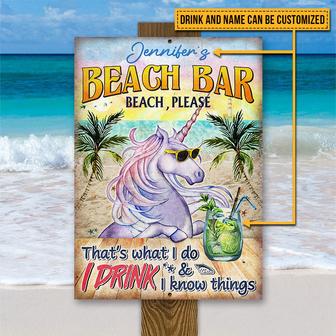 Unicorn Beach I Drink And I Know Custom Metal Sign - Gift - Thegiftio UK
