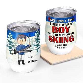 Skiing Once Upon A Time Personalized Wine Tumbler - Thegiftio UK