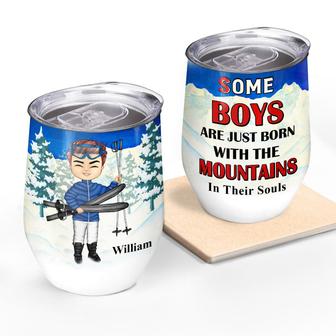 Skiing Just Born With The Mountain Custom Wine Tumbler - Thegiftio UK
