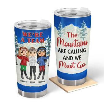 Skiing Best Friends The Mountains Are Calling Custom Tumbler - Thegiftio UK