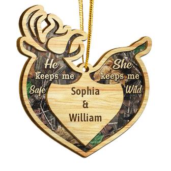 Deer Couple He Keeps Me Safe Personalized Ornament - Gift - Thegiftio UK