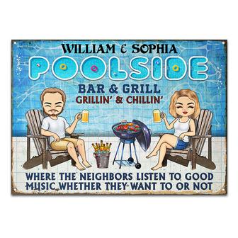Poolside Listen To The Good Music Personalized Metal Sign - Thegiftio UK