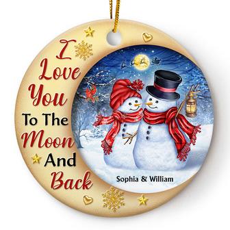 Snowman Couple I Love You To The Moon Custom Ornament - Gift - Thegiftio UK