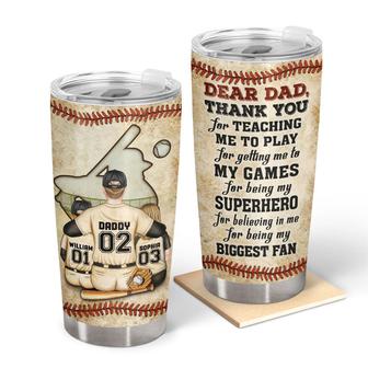 Baseball Dear Dad Thank You Custom Tumbler - Gift for Father - Thegiftio UK