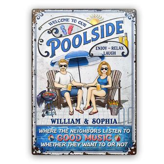 Swimming Pool Family Custom Metal Sign - Gift for Couples - Thegiftio UK