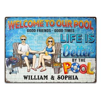 Life Is Better By The Pool Custom Metal Sign - Couple Gift - Thegiftio UK