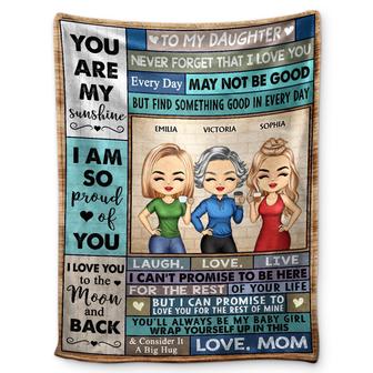 You Are My Sunshine I Love You To The Moon And Back Mother Daughter Parents - Family Gift - Personalized Custom Fleece Blanket - Thegiftio UK