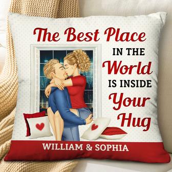 The Best Place In The World Is Inside Your Hug Custom Pillow - Thegiftio UK