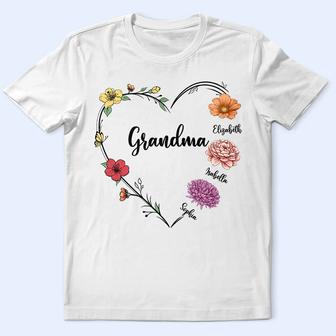 Grandma Nana Mom Birth Flower Custom T Shirt - Gift for Mom - Thegiftio UK