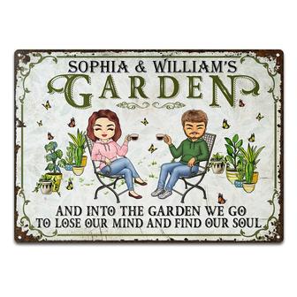 And Into The Garden We Go Personalized Metal Sign - Thegiftio UK