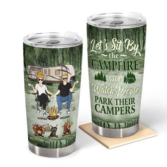 Camping Couple Let's Sit By The Campfire Custom Tumbler - Thegiftio UK