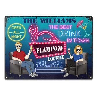 Neon Best Drinks Flamingo Lounge Custom Sign - Couple Gift - Thegiftio UK