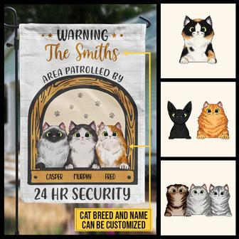 Warning Area Patrolled By Cats Custom Flag - Cat Lover Gift - Thegiftio UK